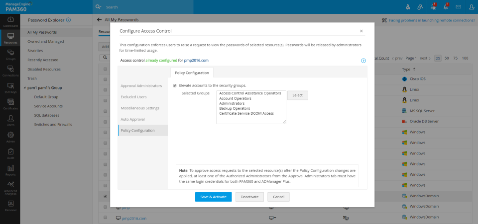 screenshot of ManageEngine PAM360